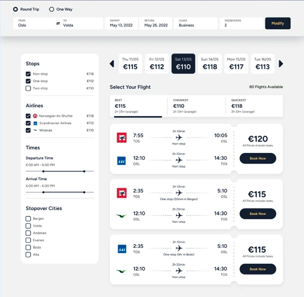 Tính năng website bán vé máy bay